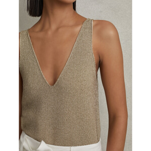 REISS MIKA Metallic V Neck Vest